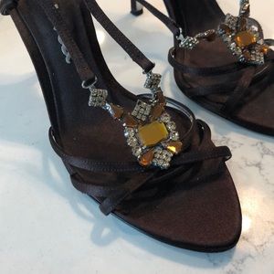 Nina evening Chocolate/Gold heels- Size 8
